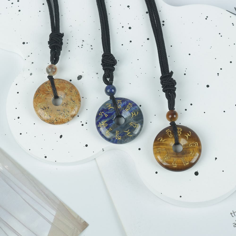 Collier pendentif en obsidienne noire Buddha Stones et mantra Tara vert naturel et divers cristaux