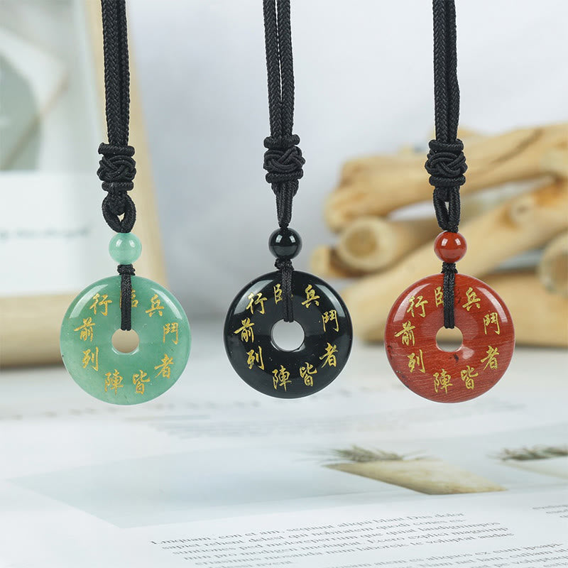 Collier pendentif en obsidienne noire Buddha Stones et mantra Tara vert naturel et divers cristaux - image 0