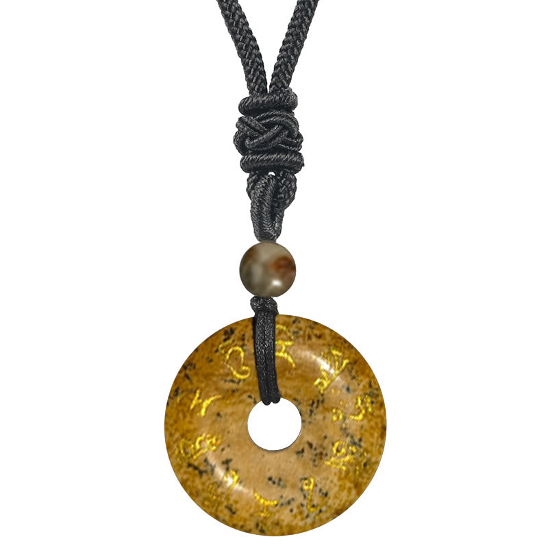 Collier pendentif en obsidienne noire Buddha Stones et mantra Tara vert naturel et divers cristaux