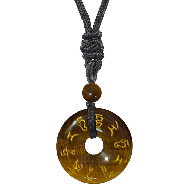 Collier pendentif en obsidienne noire Buddha Stones et mantra Tara vert naturel et divers cristaux - Oeil de tigre - image 10
