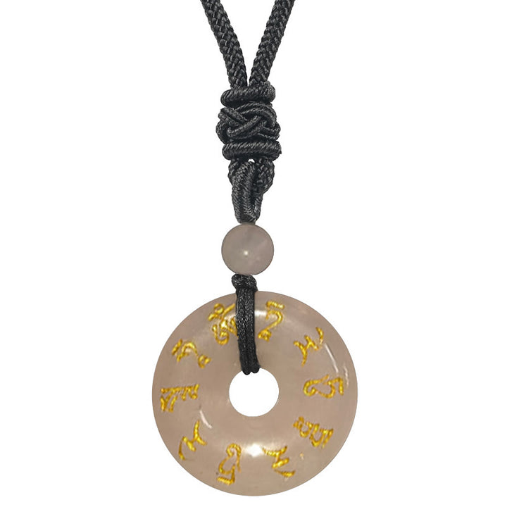 Collier pendentif en obsidienne noire Buddha Stones et mantra Tara vert naturel et divers cristaux - Quartz rose - image 5