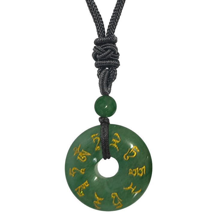 Collier pendentif en obsidienne noire Buddha Stones et mantra Tara vert naturel et divers cristaux
