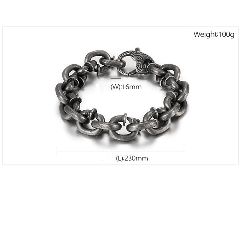 Bracelet porte-bonheur en acier titane avec rivets carrés et Buddha Stones