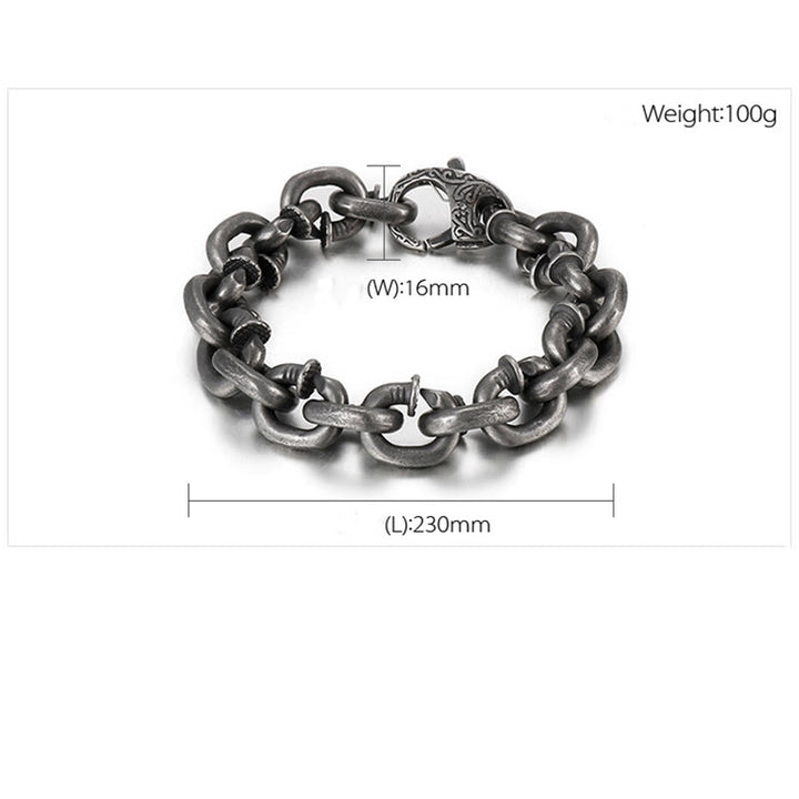 Bracelet porte-bonheur en acier titane avec rivets carrés et Buddha Stones