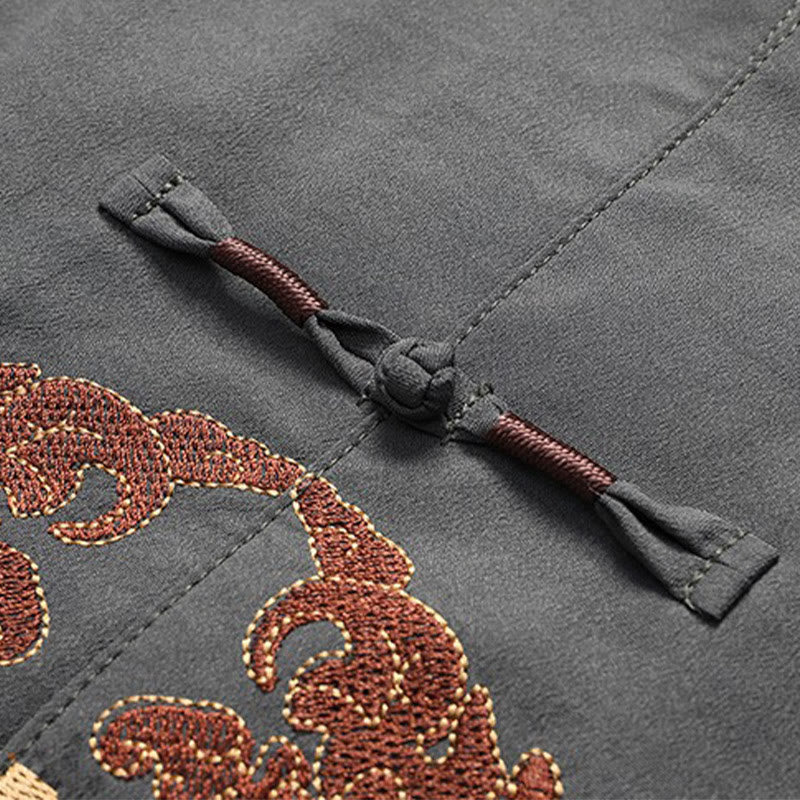 Costume Fu Tang brodé avec Buddha Stones pour le Nouvel An chinois, haut à manches longues et pantalon Hanfu, ensemble pour hommes - image 7