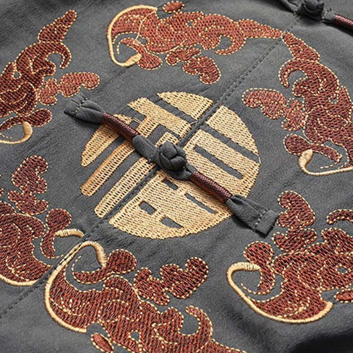 Costume Fu Tang brodé avec Buddha Stones pour le Nouvel An chinois, haut à manches longues et pantalon Hanfu, ensemble pour hommes - image 8