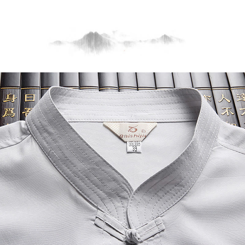 Costume Tang brodé de dragon et de grenouille pour le Nouvel An chinois , Buddha Stones, uniforme traditionnel Hanfu, haut à manches longues et pantalon, ensemble pour hommes - image 7