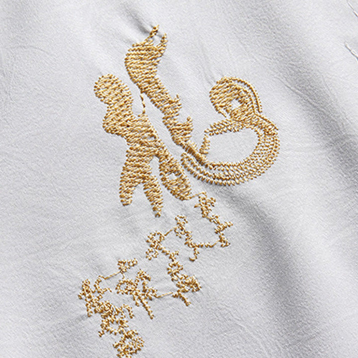 Costume Tang brodé de dragon et de grenouille pour le Nouvel An chinois , Buddha Stones, uniforme traditionnel Hanfu, haut à manches longues et pantalon, ensemble pour hommes - image 8