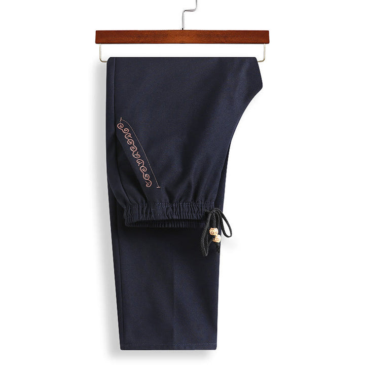 Costume Tang brodé avec Buddha Stones pour le Nouvel An chinois, uniforme traditionnel Hanfu, haut à manches longues et pantalon, ensemble pour hommes - image 3