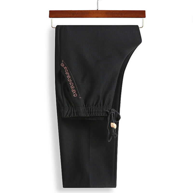 Costume Tang brodé avec Buddha Stones pour le Nouvel An chinois, uniforme traditionnel Hanfu, haut à manches longues et pantalon, ensemble pour hommes - image 5