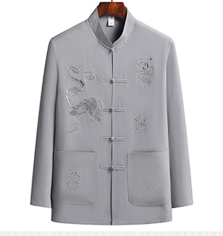 Costume Tang brodé de dragon et de grenouille pour homme, ensemble haut à manches longues et pantalon, style Hanfu , Nouvel An chinois - image 11