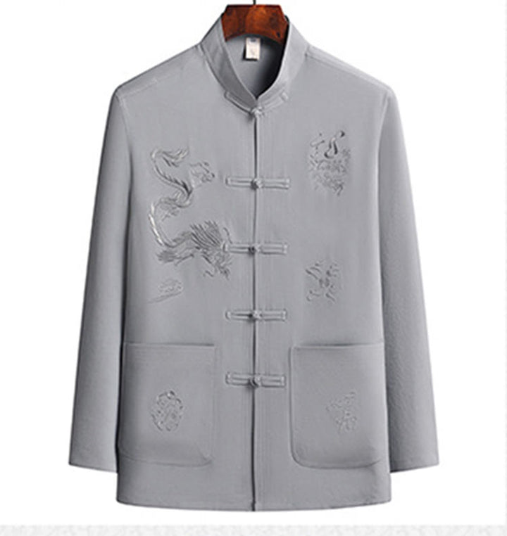 Costume Tang brodé de dragon et de grenouille pour homme, ensemble haut à manches longues et pantalon, style Hanfu , Nouvel An chinois - image 11