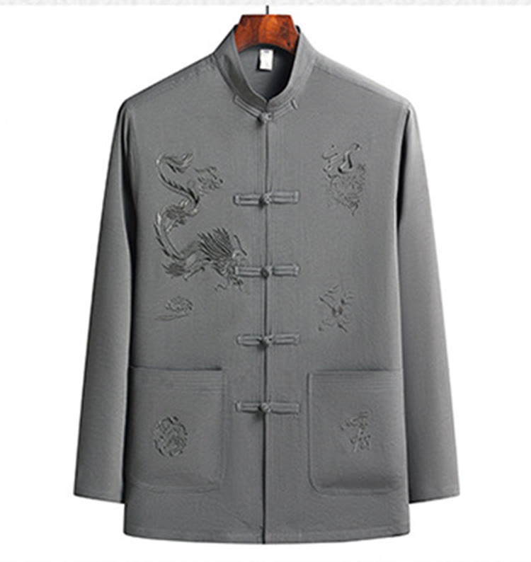 Costume Tang brodé de dragon et de grenouille pour homme, ensemble haut à manches longues et pantalon, style Hanfu , Nouvel An chinois - image 16