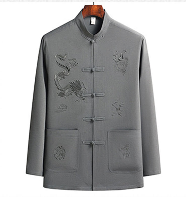 Costume Tang brodé de dragon et de grenouille pour homme, ensemble haut à manches longues et pantalon, style Hanfu , Nouvel An chinois - image 16