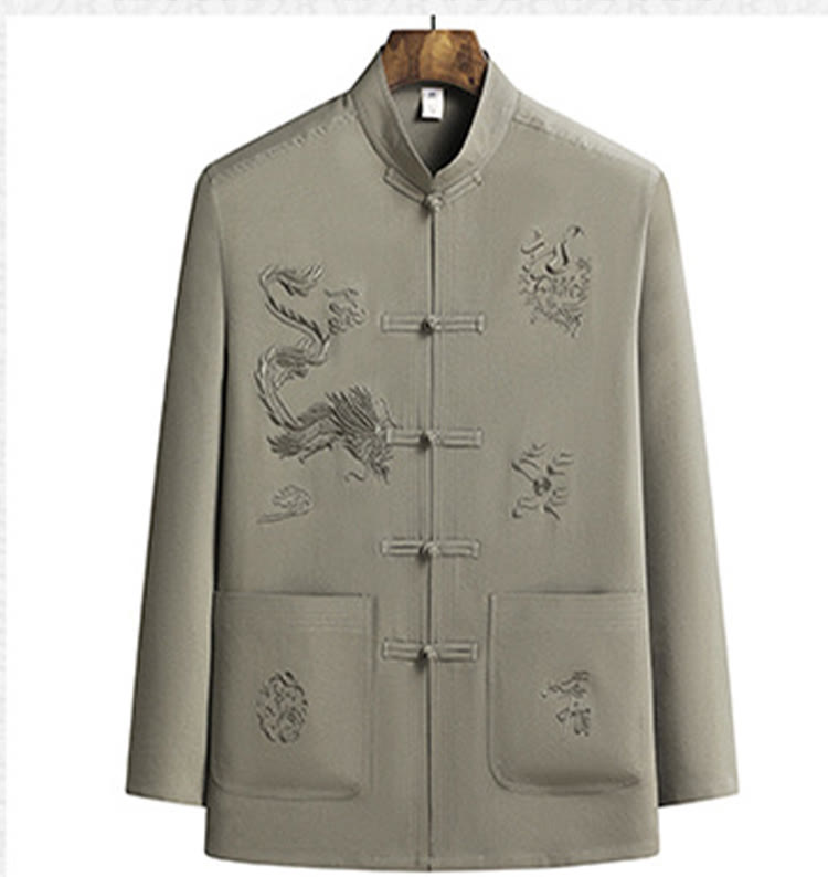 Costume Tang brodé de dragon et de grenouille pour homme, ensemble haut à manches longues et pantalon, style Hanfu , Nouvel An chinois - image 20