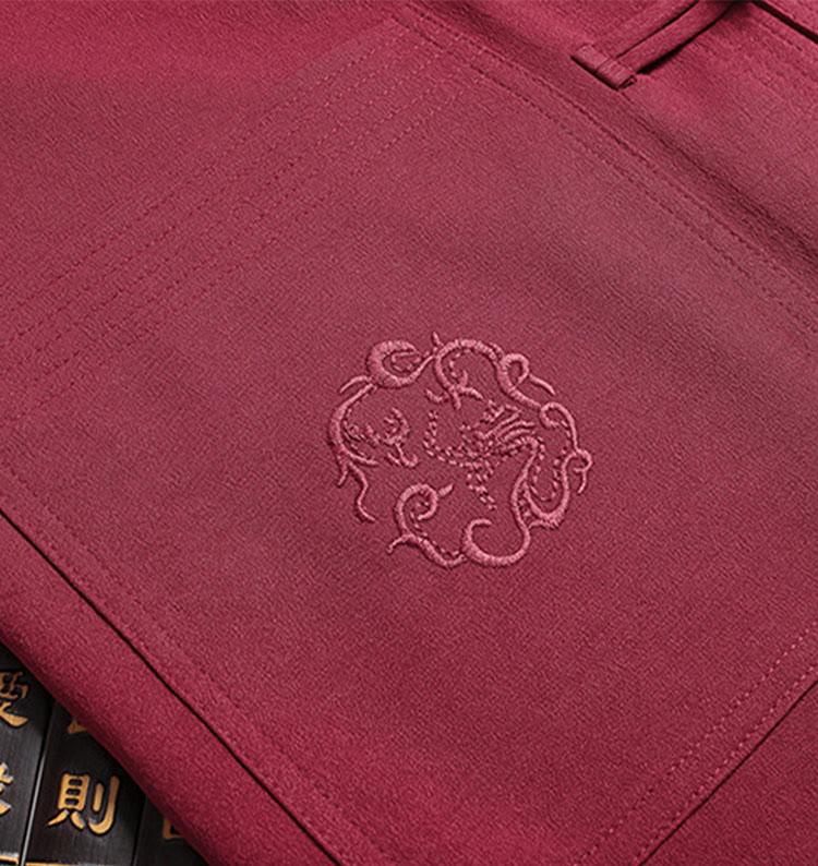 Costume Tang brodé de dragon et de grenouille pour homme, ensemble haut à manches longues et pantalon, style Hanfu , Nouvel An chinois - image 5
