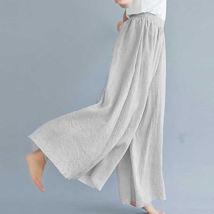 Pantalon large décontracté en coton et lin pour femme avec Buddha Stones pour le yoga et la danse