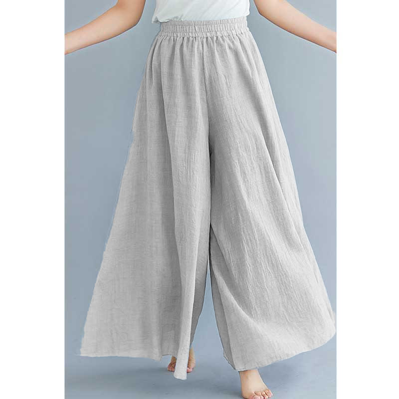 Pantalon large décontracté en coton et lin pour femme avec Buddha Stones pour le yoga et la danse