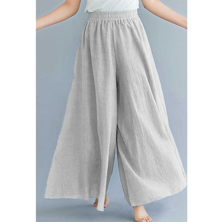 Pantalon large décontracté en coton et lin pour femme avec Buddha Stones pour le yoga et la danse