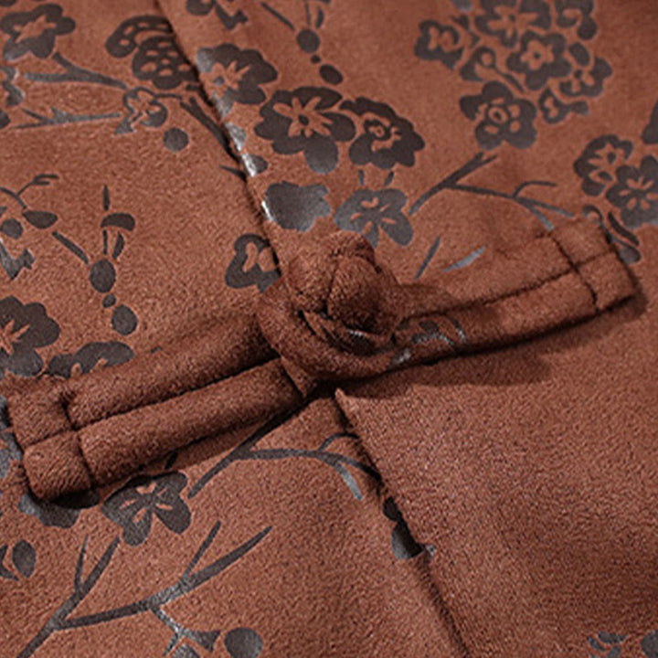 Buddha Stones Vêtements du Nouvel An chinois Fleurs Bambou Couleur unie Manchette Bouton de grenouille Costume Tang Coton Veste Homme Chemise Avec Poches - image 20