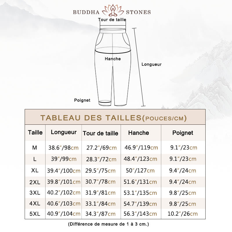 Pantalon sarouel en coton pour homme avec poches et imprimé libellule et pissenlit rouge Buddha Stones - image 5