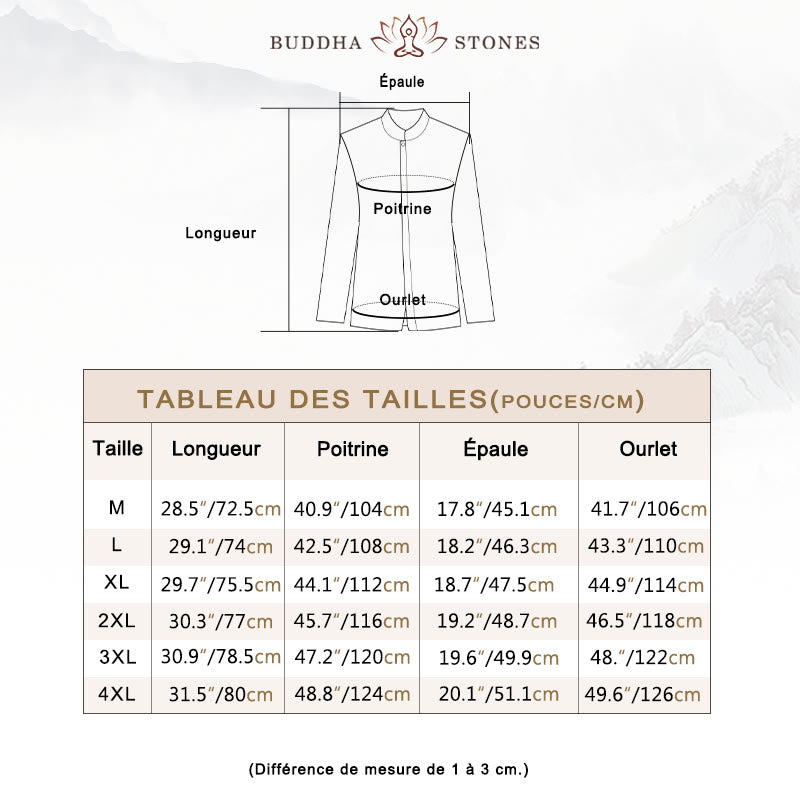 Veste en coton et lin pour homme, couleur unie, style chinois, Buddha Stones - image 6