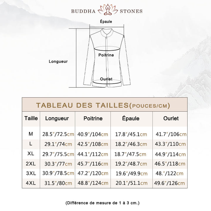 Veste en coton et lin pour homme, couleur unie, style chinois, Buddha Stones - image 6