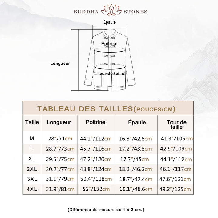 Veste en polyester pour homme avec broderie de dragon et Buddha Stones , bouton de grenouille, vêtements avec poches