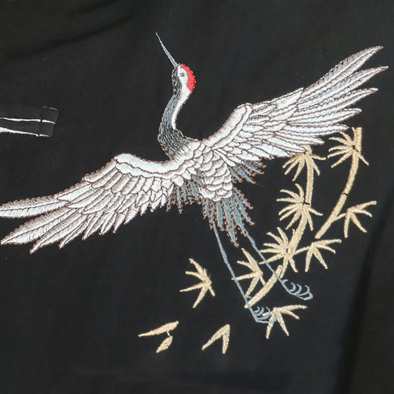 Buddha Stones en coton pour homme avec broderie de grue volante et boutons de grenouille, style Tang, Nouvel An chinois - image 15