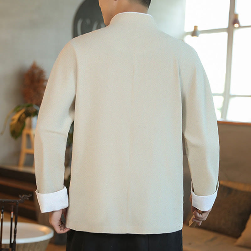 Buddha Stones en coton pour homme avec broderie de grue volante et boutons de grenouille, style Tang, Nouvel An chinois - image 21