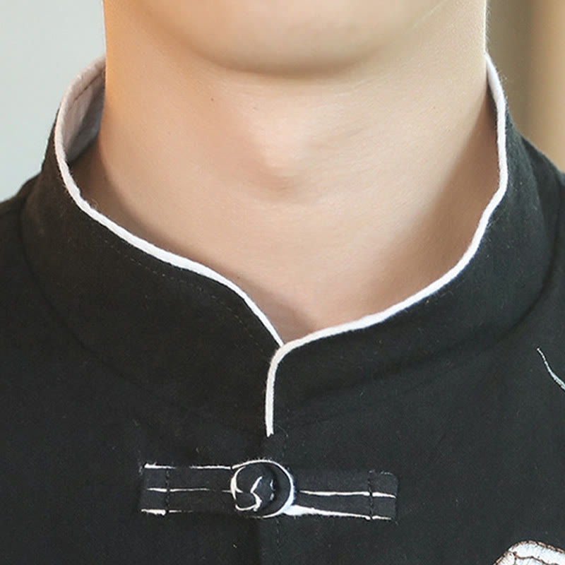 Buddha Stones en coton pour homme avec broderie de grue volante et boutons de grenouille, style Tang, Nouvel An chinois - image 14