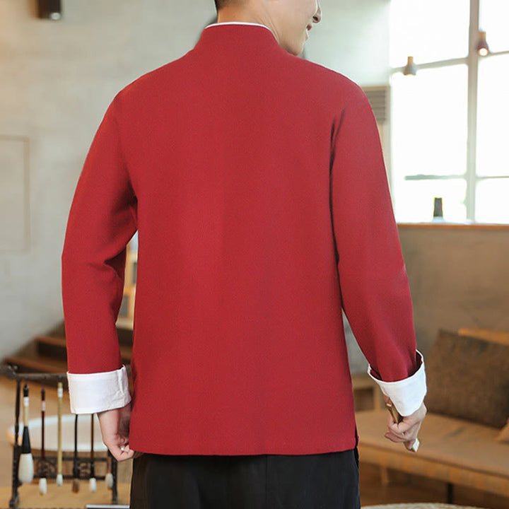 Buddha Stones en coton pour homme avec broderie de grue volante et boutons de grenouille, style Tang, Nouvel An chinois - image 5