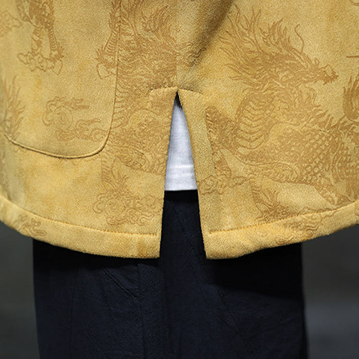 Veste et chemise à boutons de grenouille pour homme avec poches et imprimé Buddha Stones du Nouvel An chinois