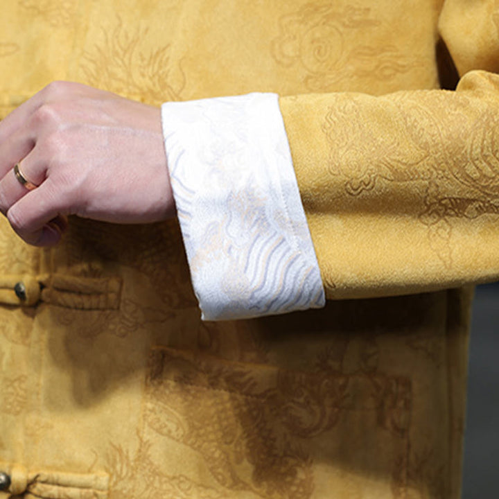 Veste et chemise à boutons de grenouille pour homme avec poches et imprimé Buddha Stones du Nouvel An chinois