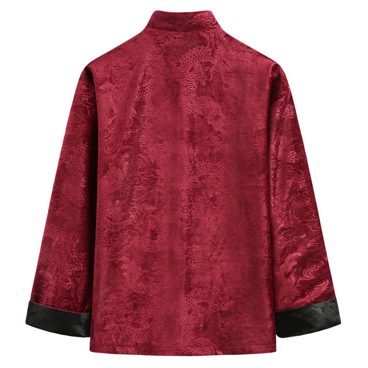 Veste et chemise pour homme avec poches , Buddha Stones, du Nouvel An chinois, de nuages de bon augure, à boutons de grenouille
