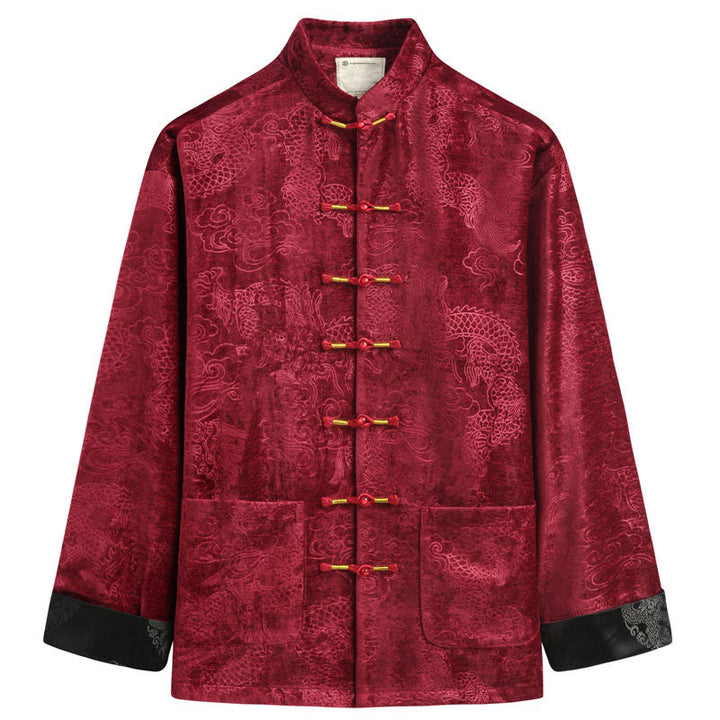 Veste et chemise pour homme avec poches , Buddha Stones, du Nouvel An chinois, de nuages de bon augure, à boutons de grenouille