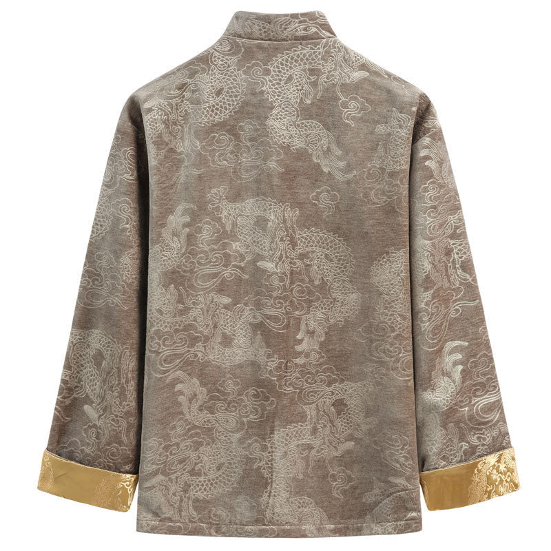 Veste et chemise pour homme avec poches , Buddha Stones, du Nouvel An chinois, de nuages de bon augure, à boutons de grenouille
