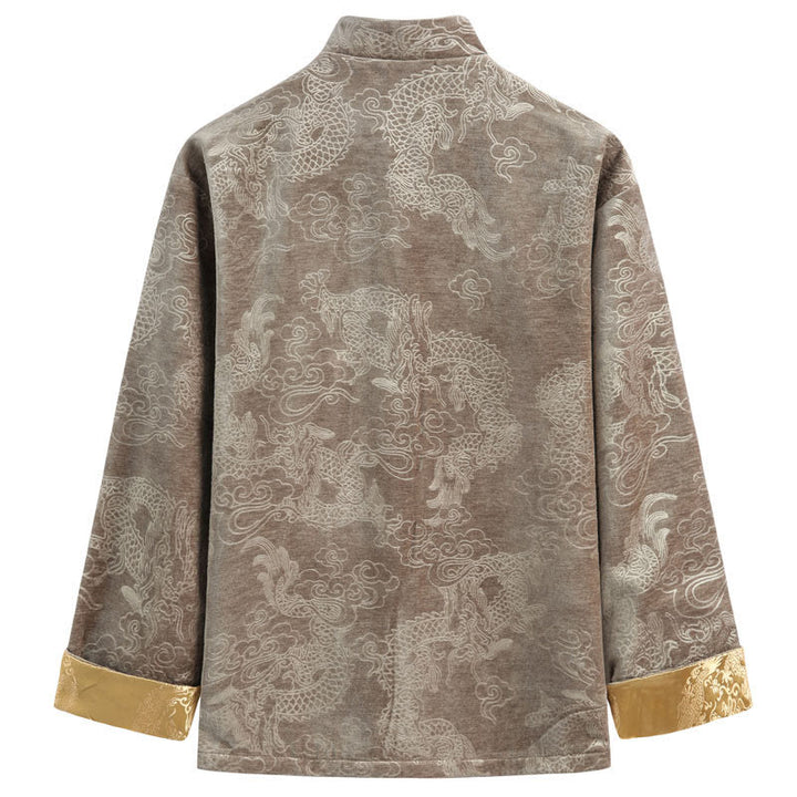 Veste et chemise pour homme avec poches , Buddha Stones, du Nouvel An chinois, de nuages de bon augure, à boutons de grenouille