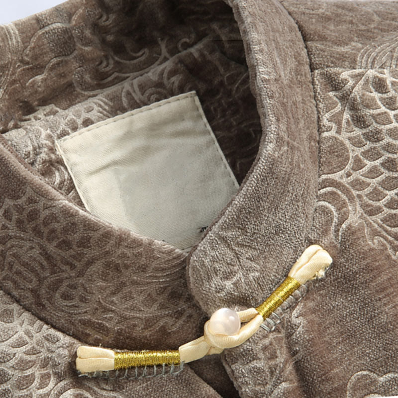 Veste et chemise pour homme avec poches , Buddha Stones, du Nouvel An chinois, de nuages de bon augure, à boutons de grenouille