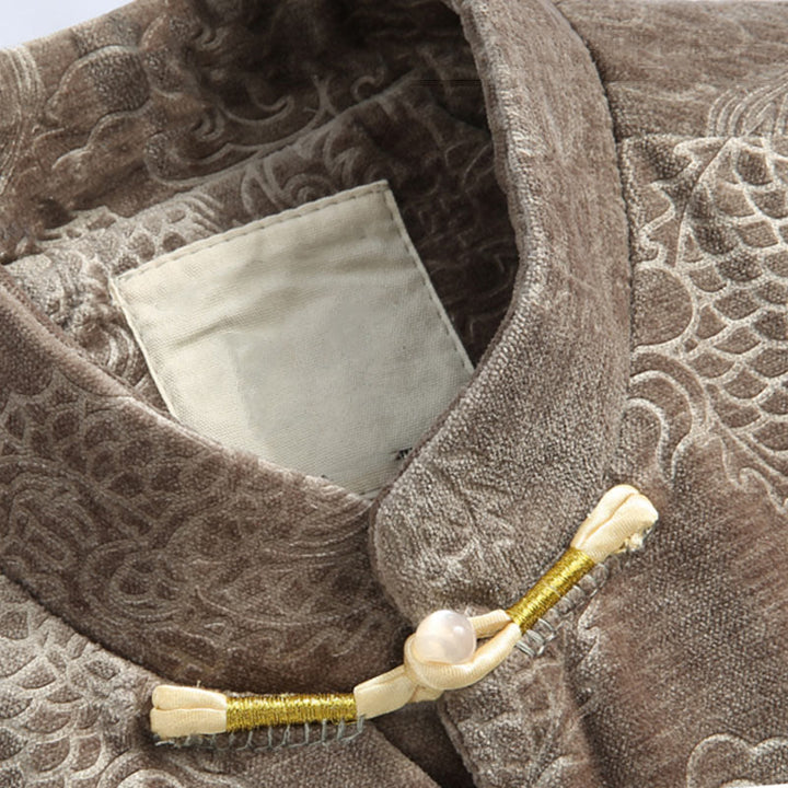 Veste et chemise pour homme avec poches , Buddha Stones, du Nouvel An chinois, de nuages de bon augure, à boutons de grenouille