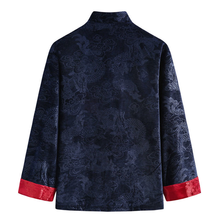 Veste et chemise pour homme avec poches , Buddha Stones, du Nouvel An chinois, de nuages de bon augure, à boutons de grenouille