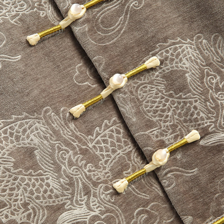 Veste et chemise pour homme avec poches , Buddha Stones, du Nouvel An chinois, de nuages de bon augure, à boutons de grenouille