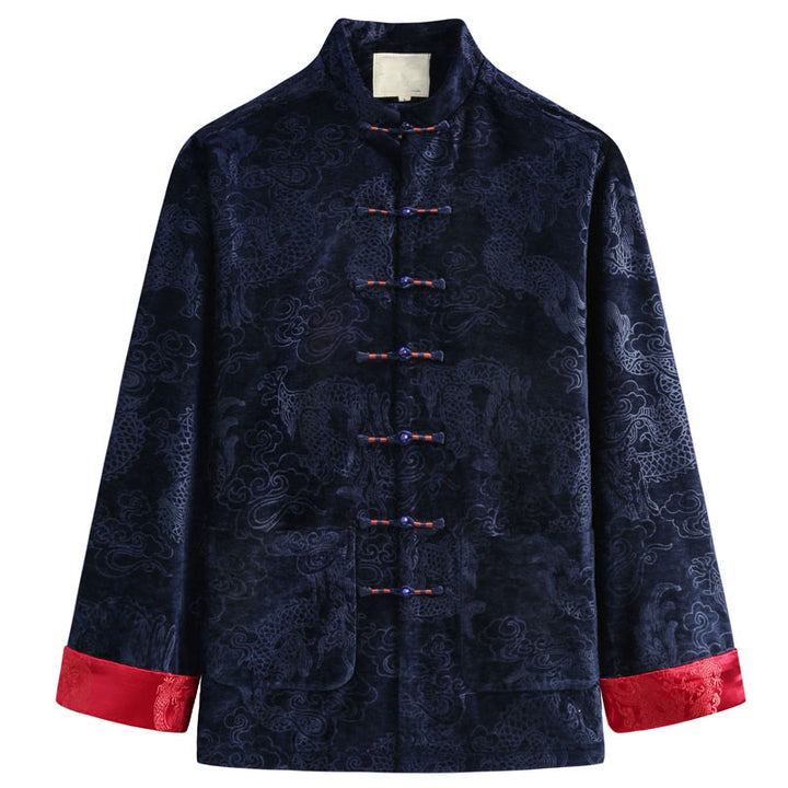 Veste et chemise pour homme avec poches , Buddha Stones, du Nouvel An chinois, de nuages de bon augure, à boutons de grenouille