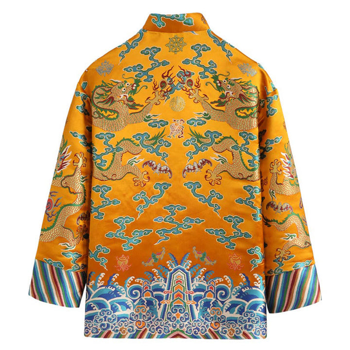 Veste et chemise pour homme avec boutons de grenouille et broderie de dragon et Buddha Stones pour le Nouvel An chinois