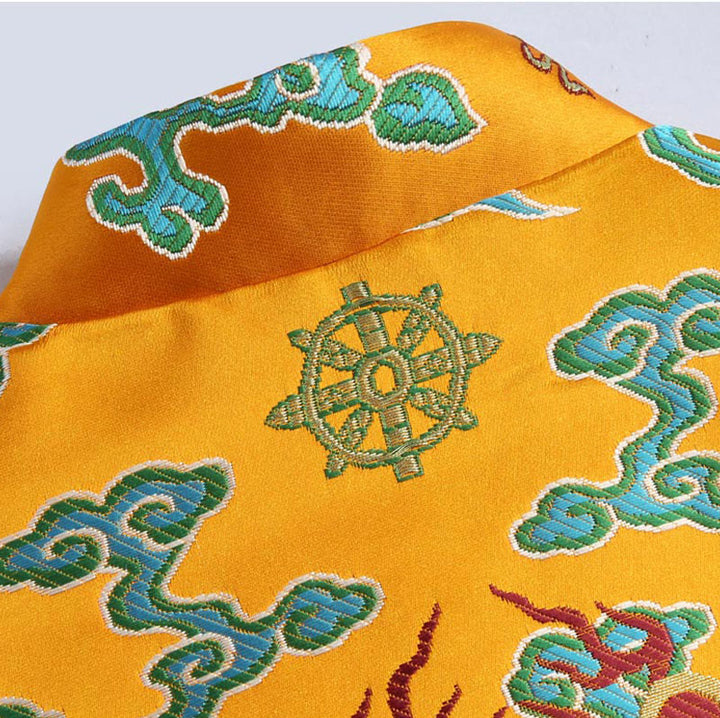 Veste et chemise pour homme avec boutons de grenouille et broderie de dragon et Buddha Stones pour le Nouvel An chinois