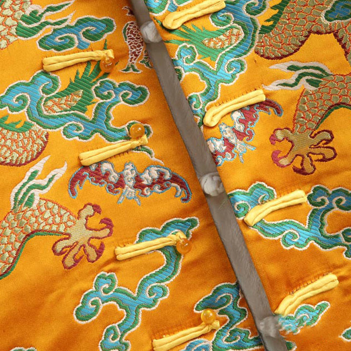Veste et chemise pour homme avec boutons de grenouille et broderie de dragon et Buddha Stones pour le Nouvel An chinois