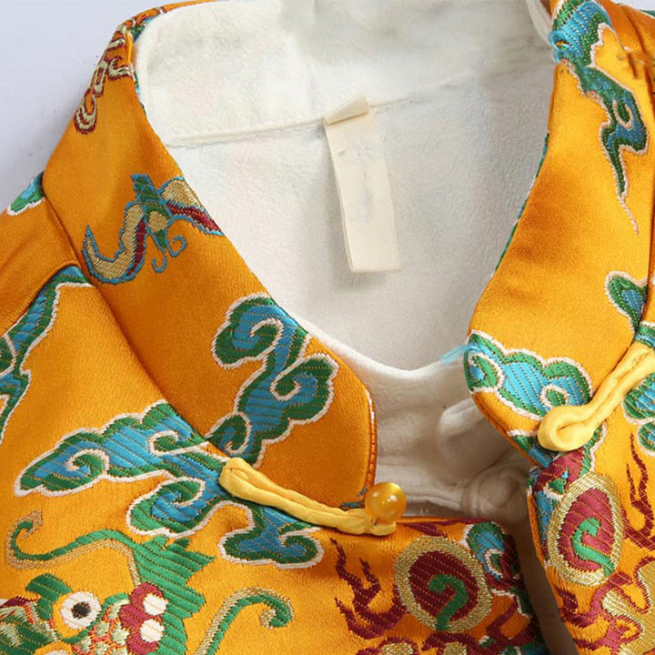 Veste et chemise pour homme avec boutons de grenouille et broderie de dragon et Buddha Stones pour le Nouvel An chinois