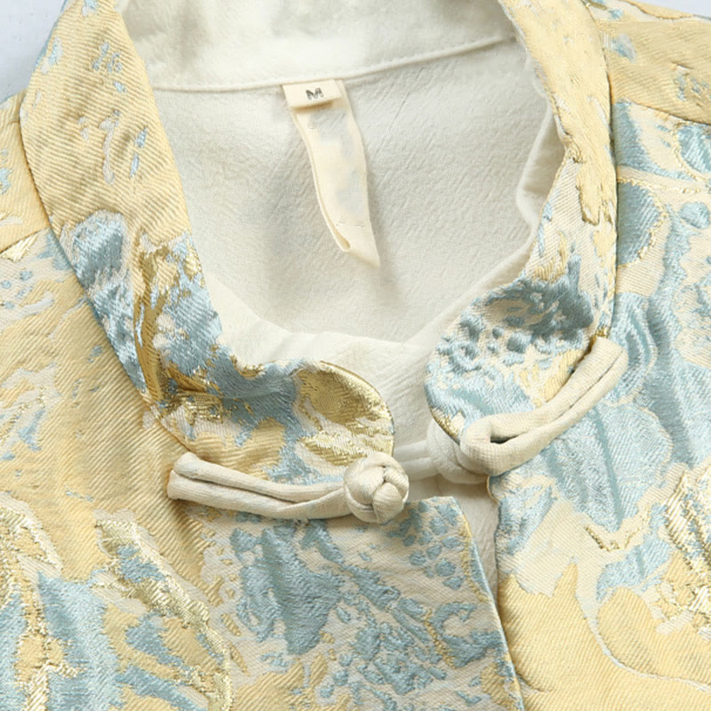 Veste et chemise pour homme avec poches et broderie jacquard et boutons de grenouille, style Tang , Buddha Stones, Nouvel An chinois