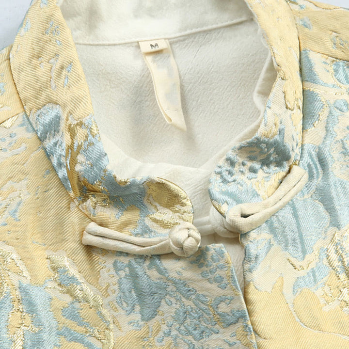Veste et chemise pour homme avec poches et broderie jacquard et boutons de grenouille, style Tang , Buddha Stones, Nouvel An chinois