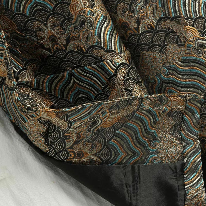 Veste et chemise pour homme avec poches, motif jacquard damassé et eau de mer, boutons de grenouille, style Tang , Buddha Stones, Nouvel An chinois